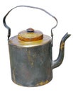 Old brass kettle on white Royalty Free Stock Photo