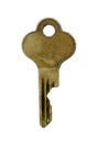 Old Brass Key Isolated on White Background Royalty Free Stock Photo