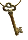 Old Brass keys on a white background