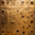 old brass panel texture with holes , generated by AI Royalty Free Stock Photo