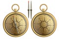 Old brass pocket compass realistic illustration Royalty Free Stock Photo