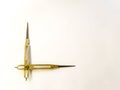 Old brass reduction compass or proportional scale divider. Geometry tool used to scale designs Royalty Free Stock Photo