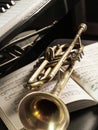 Old brass trumpet Royalty Free Stock Photo