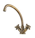 Old brass two handle bathroom faucet Royalty Free Stock Photo