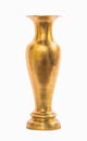 Old brass vase on white background