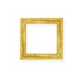 Old brass yellow gold picture frame with engraving patterns isolated on white background , clipping path Royalty Free Stock Photo