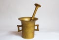 Old brassy mortar Royalty Free Stock Photo