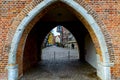 Old brick arch in the building of the house in Gdansk