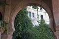 Old brick arch in the gardens, Casa del Rey Moro, Ronda, MÃÂ¡laga, Andalusia