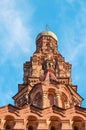 Old brick bell tower of the Orthodox Church against the blue sky Royalty Free Stock Photo