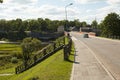 Old Brick bridge across the River Venta in the city of Kuldiga