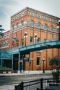 Old brick building behind a bridge at the historical Ybor City in Tampa, Florida Royalty Free Stock Photo