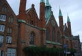 Old brick buildings. Brick gothic architecture, Lubeck, Germany Royalty Free Stock Photo