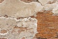 Old brick cement wall exture red orange white horizontal block . Royalty Free Stock Photo