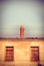 Old brick chimney isolated on sky with copy space Royalty Free Stock Photo