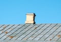 Old brick chimney on the roof of the house. Royalty Free Stock Photo