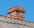 Old brick chimney on the roof of the house Royalty Free Stock Photo