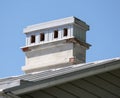 Old brick chimney on the roof of the house. Royalty Free Stock Photo