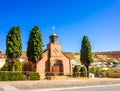 Old Brick Church With Steeple & Double Doors In Mining Town Royalty Free Stock Photo