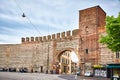Old brick city wall of Verona