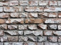 Old brick cracked wall with deep gaps between the blocks Royalty Free Stock Photo