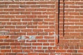 An old brick exterior wall with a section of a blocked window Royalty Free Stock Photo
