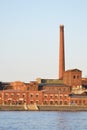 Old brick factory on the bank of the Neva River