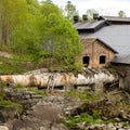 Old brick factory building falling apart