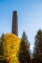 Old, brick, factory chimney in former coal mine \