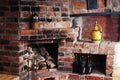 The old brick fireplace Royalty Free Stock Photo