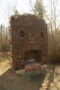 Old Brick Fireplace Remains in the Woods From an Old Ranch House Royalty Free Stock Photo