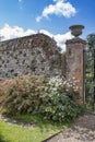 Old brick and flint garden wall