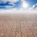 Old brick floor and bule sky for background Royalty Free Stock Photo