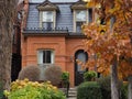 Old brick house with mansard roof