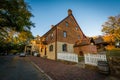 Old brick house in the Old Salem Historic District, in Winston-Salem, North Carolina. Royalty Free Stock Photo