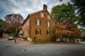 Old brick house in the Old Salem Historic District, in Winston-Salem, North Carolina. Royalty Free Stock Photo