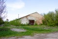 Old brick houses abandoned livestock complex built by the USSR Ukraine