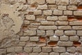 Old brick ochre painted wall. Background texture Royalty Free Stock Photo