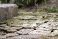 Old brick paving background closeup. Vintage brick texture Royalty Free Stock Photo