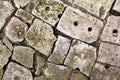 Old brick paving background closeup. Vintage brick texture Royalty Free Stock Photo