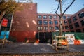 Old Brick School Building Under Construction in Manhattan Royalty Free Stock Photo