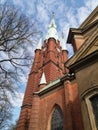 An old brick tower in the Gothic style in Stockholm Royalty Free Stock Photo