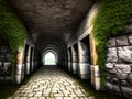 old brick tunnel in the park