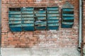 Old brick wall with antique mailboxes Royalty Free Stock Photo