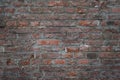 Old brick wall as background, texture or pattern. Dark red and orange brick wall. Poster or cover. Royalty Free Stock Photo