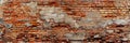 empty old brick wall background with copy space deteriorating old brick wall