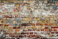 empty old brick wall background with copy space deteriorating old brick wall