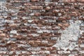 Old brick wall background with red grunge cement plastered rough texture for urban wallpaper backdrop Royalty Free Stock Photo
