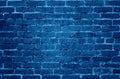 Old brick wall background texture with blue effect Royalty Free Stock Photo