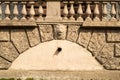 Old brick wall with balustrade background. wall from squared bricks texture Royalty Free Stock Photo